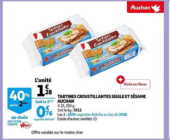 Tartines Croustillantes Seigle Et Sésame Auchan