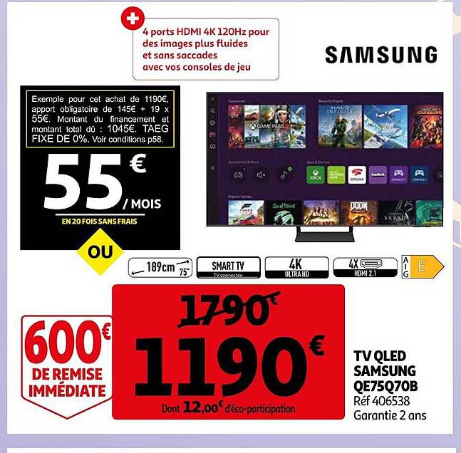 Tv Qled Samsung Qe75q70b