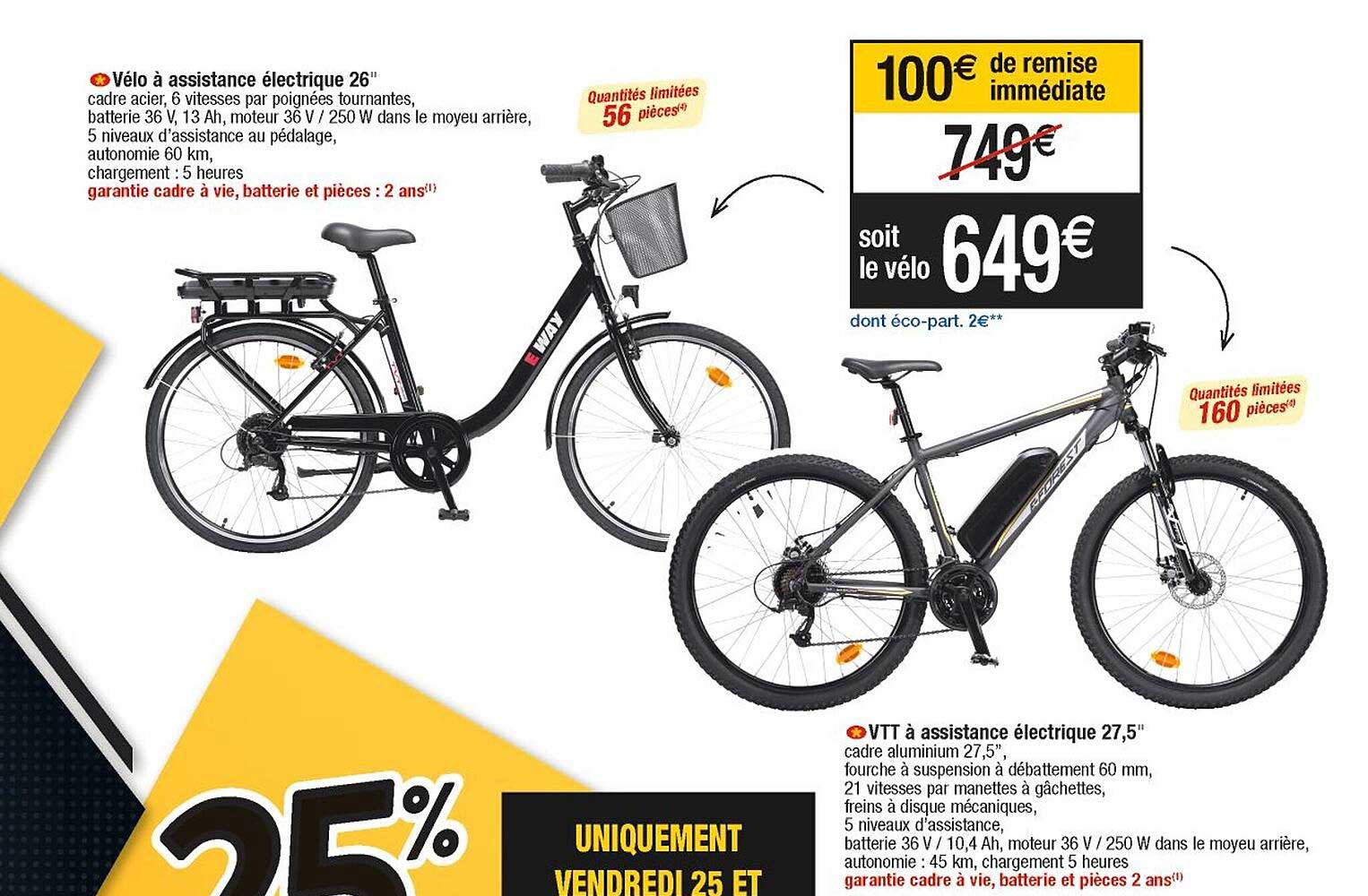 vélo à assistance électrique 26", vtt à assistance électrique 27,5"