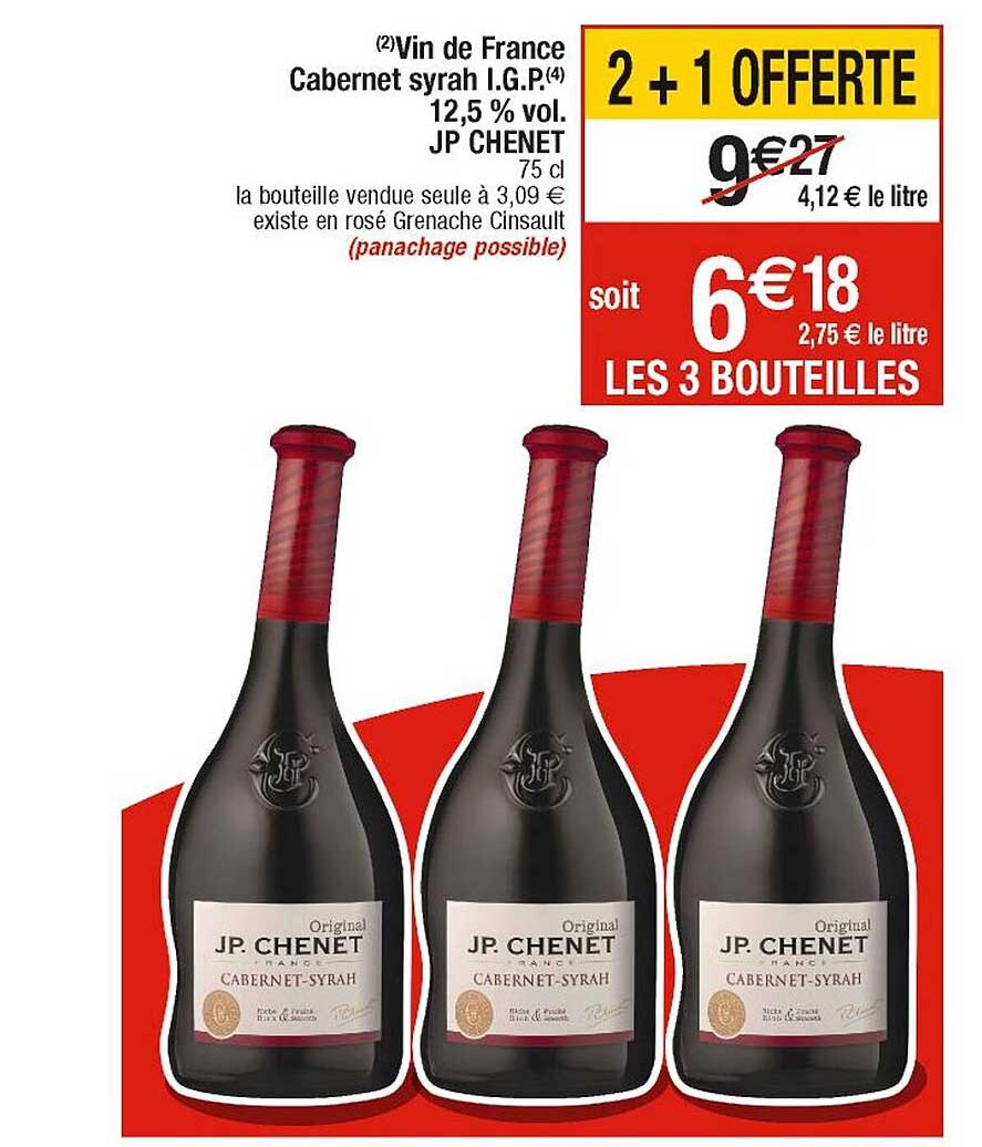vin de france cabernet syrah i.g.p. 12,5% vol. jp chenet