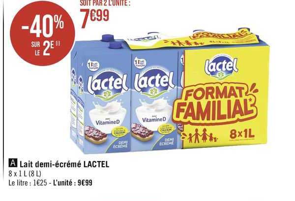 Lait Demi-écrémé Lactel