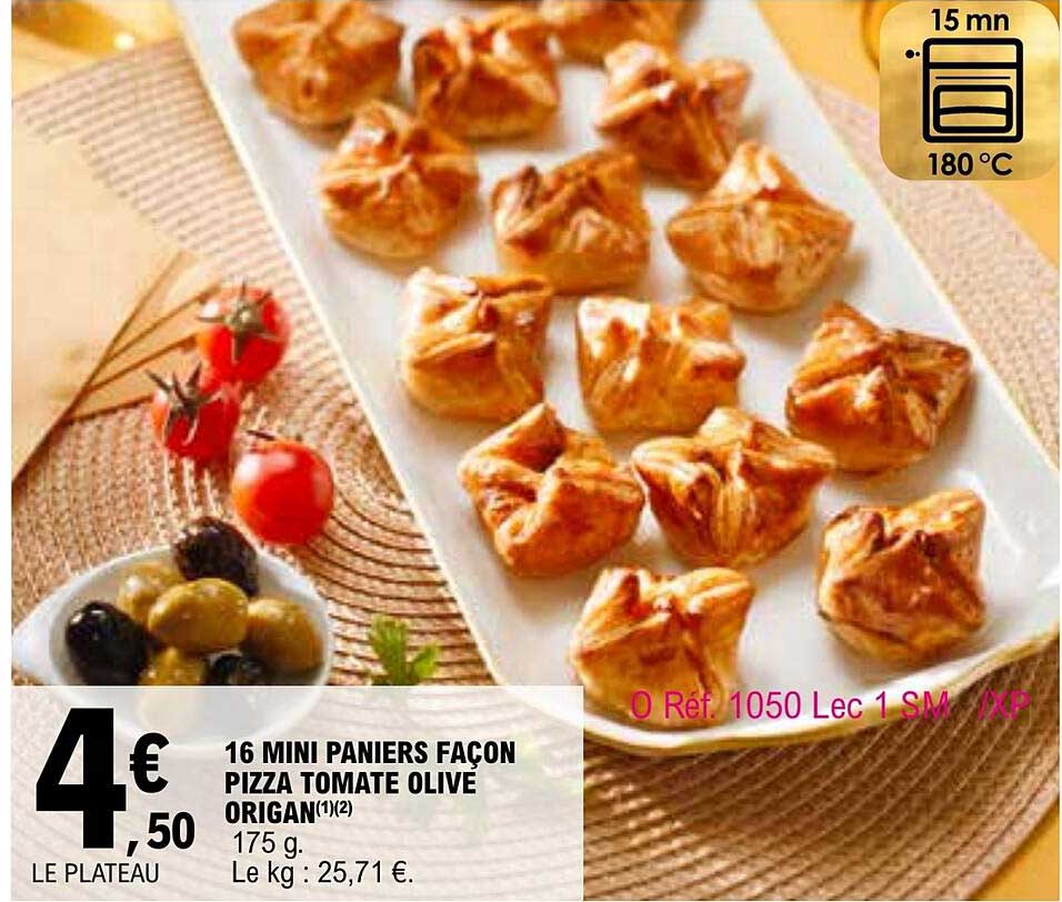 16 mini paniers façon pizza tomate olive origan