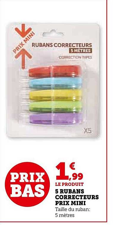 5 rubans correcteurs prix mini