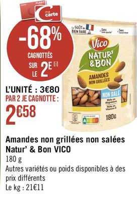amandes non grillées non salées natur' & bon vico