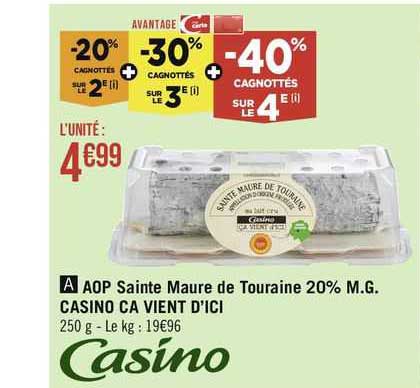 aop sainte maure de touraine 20% m.g. casino ça vient d'ici