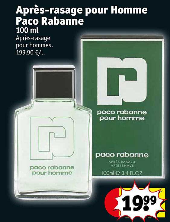 après-rasage pour homme paco rabanne