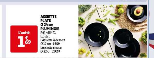 Assiette Plate ø 24 Cm Plumi Noir