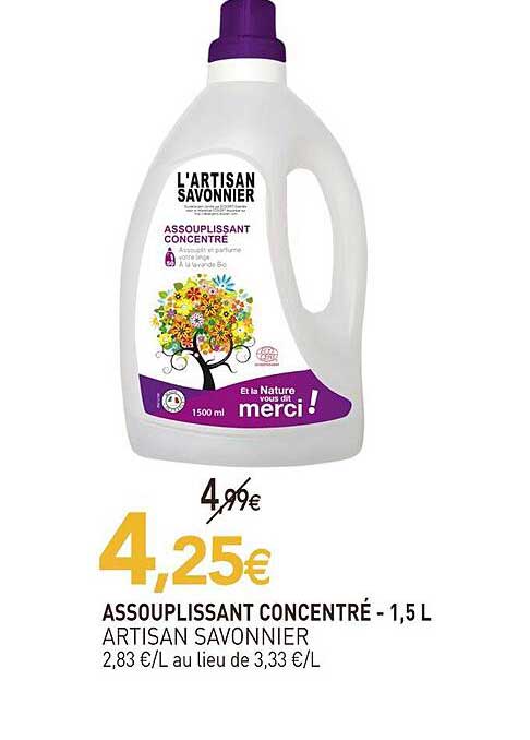 assouplissant concentré artisan savonnier - 1,5 l