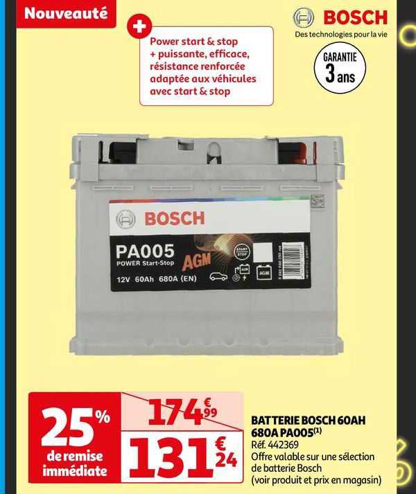 batterie bosch 60 ah 680 a pa005