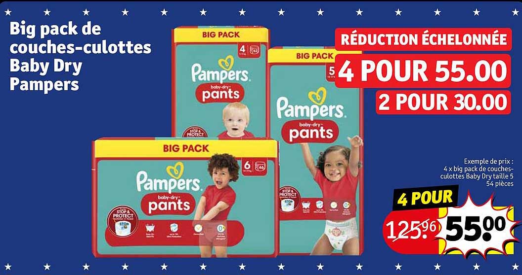 big pack de couches-culottes baby dry pampers
