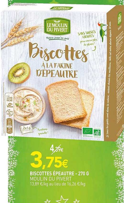 biscottes épeautre moulin du pivert - 270 g