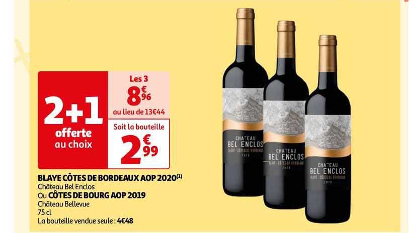 blae côtes de bordeaux aop 2020 château bel enclos ou côtes de bourg aop 2019 château bellevue
