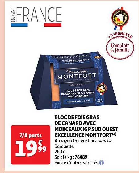 bloc de foie gras de canard avec morceaux igp sud ouest excellence montfort