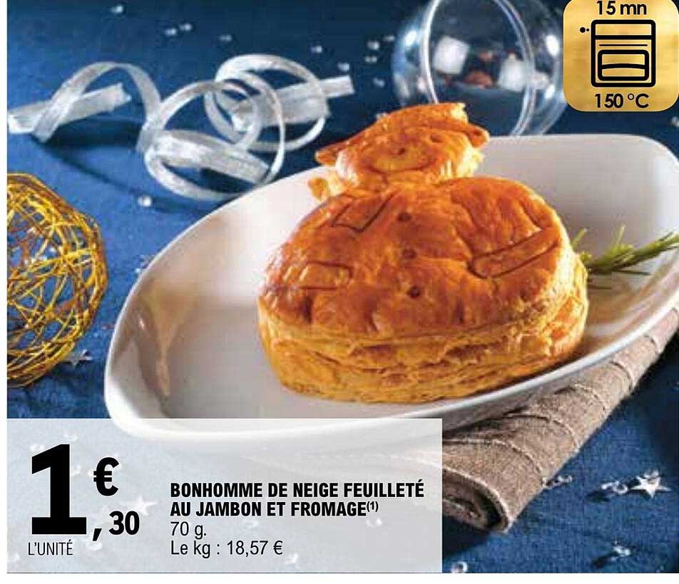 bonhomme de neige feuilleté au jambon et fromage