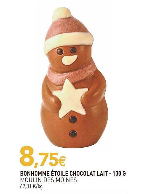 bonhomme étoile chocolat lait moulin des moines - 130 g