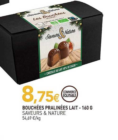 bouchées pralinées lait saveurs & nature - 160 g