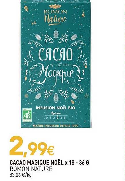 cacao magique noël romon nature - x18 - 36 g