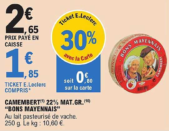 camembert 22% mat. gr. "bons mayennais"