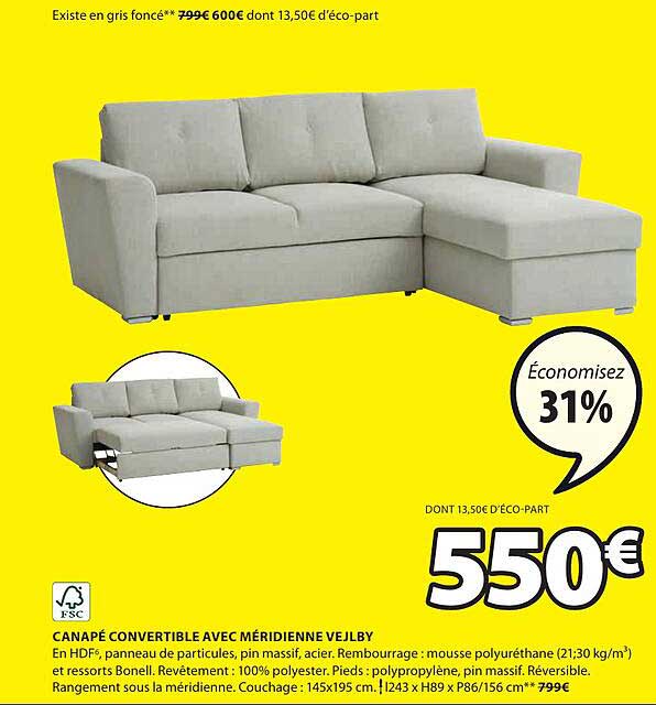 Canapé Convertible Avec Méridienne Vejlby