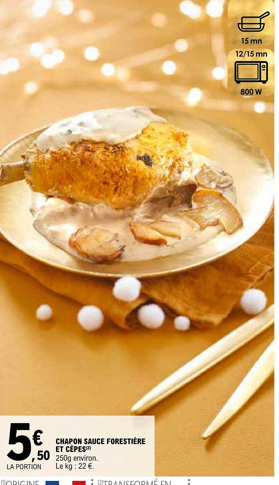 chapon sauce forestière et cèpes