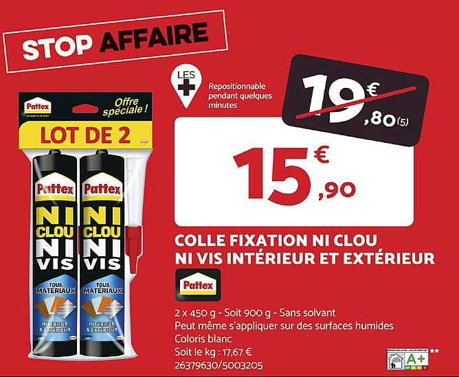 colle fixation ni clou ni vis intérieur et extérieur pattex