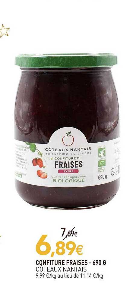 confiture fraises côteaux nantais - 690 g