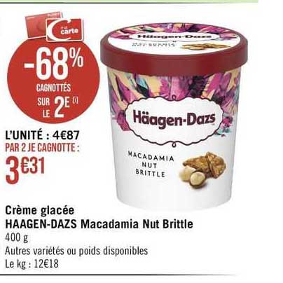 crème glacée häagen-dazs macadamia nut brittle