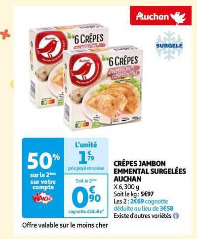 Crêpes Jambon Emmental Surgelées Auchan