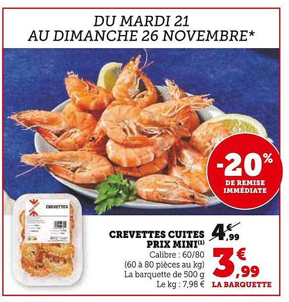 crevettes cuites prix mini