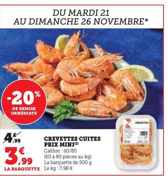 crevettes cuites prix mini