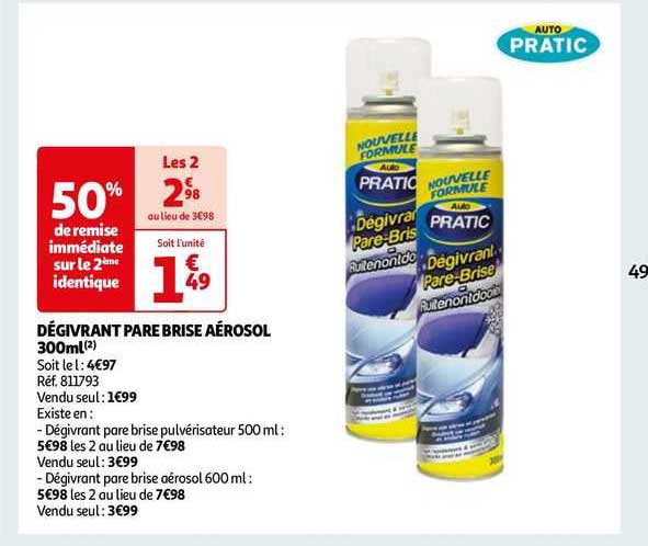 dégivrant pare brise aérosol 300 ml