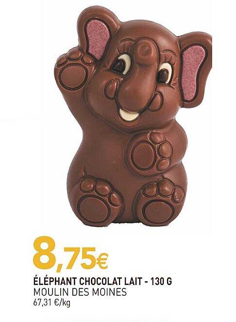 éléphant Chocolat Lait Moulin Des Moines - 130 G