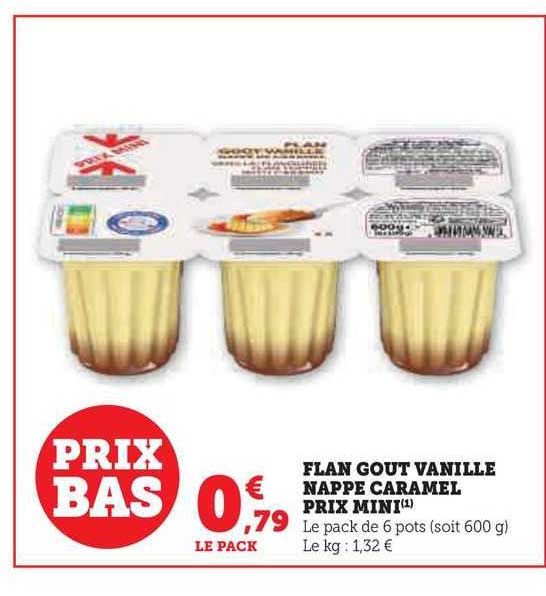 flan goût vanille nappé caramel prix mini
