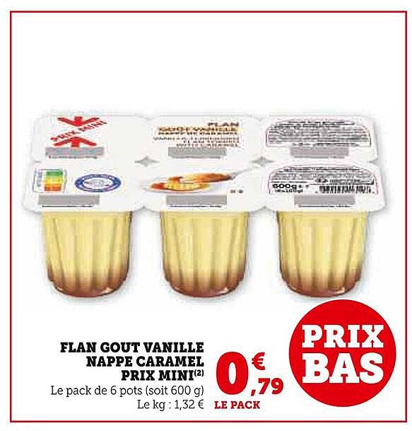 flan goût vanille nappé caramel prix mini