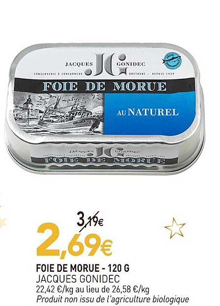 foie de morue jacques gonidec - 120 g