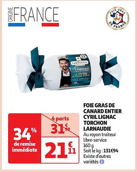 foie gras de canard entier cyril lignac torchon larnaudie