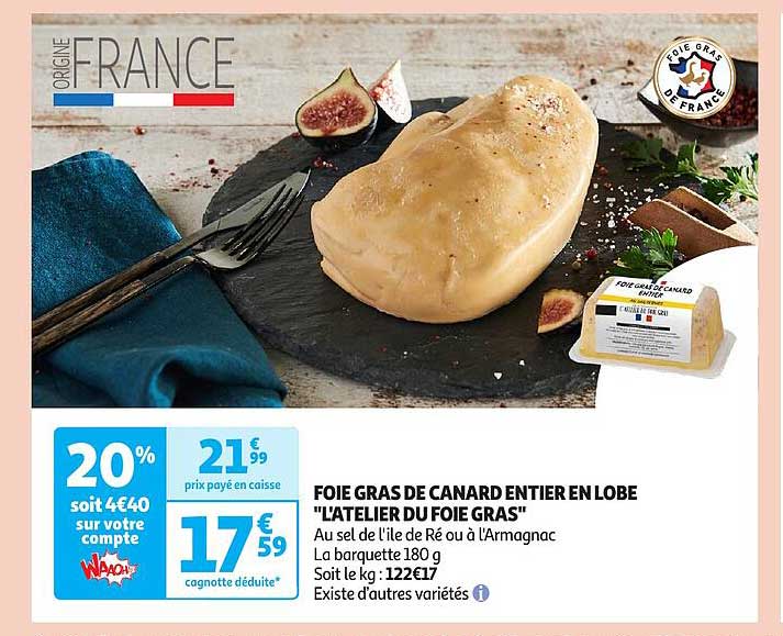 foie gras de canard entier en lobe "l'atelier du foie gras"