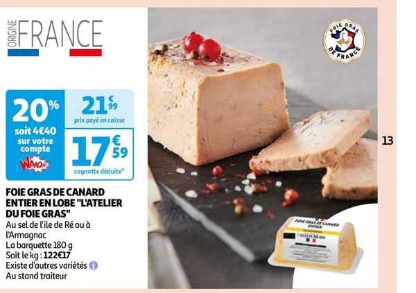 foie gras de canard entier en lobe "l'atelier du foie gras"