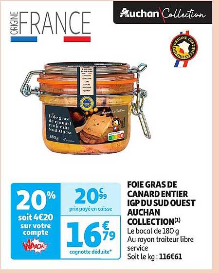 foie gras de canard entier igp du sud ouest auchan collection