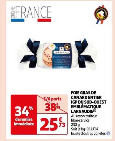 foie gras de canard entier igp du sud-ouest emblématique larnaudie