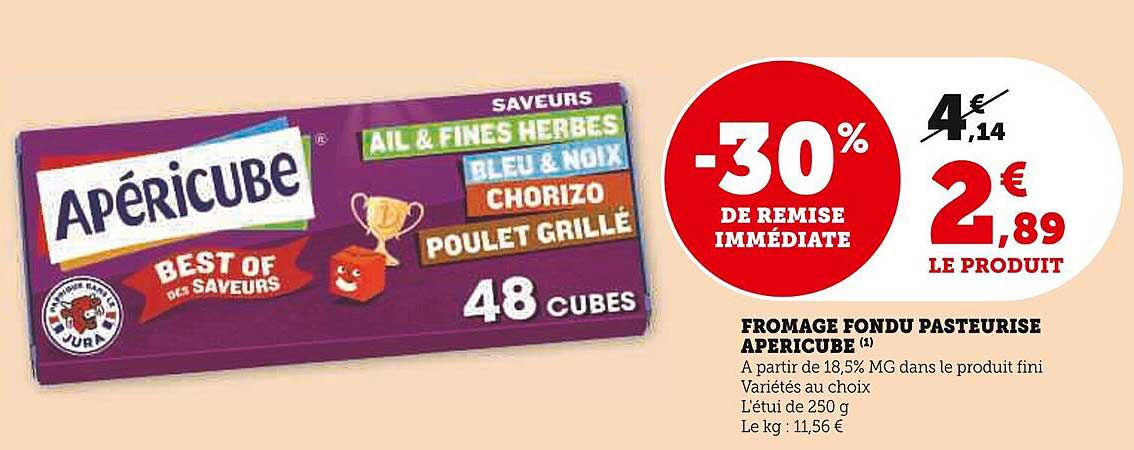Fromage Fondu Pasteurisé Apéricube