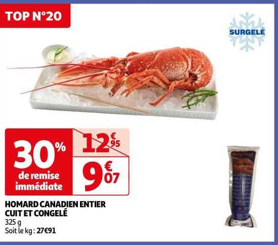 Homard Canadien Entier Cuit Et Congelé