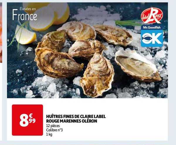 huîtres fines de claire label rouge marennes oléron