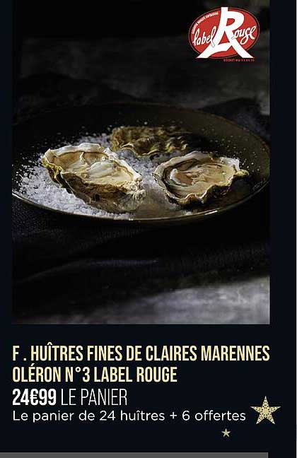 huîtres fines de claires marennes oléron n°3 label rouge