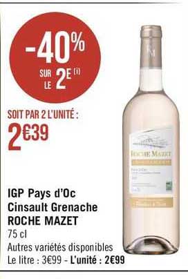 igp pays d'oc cinsault grenache roche mazet