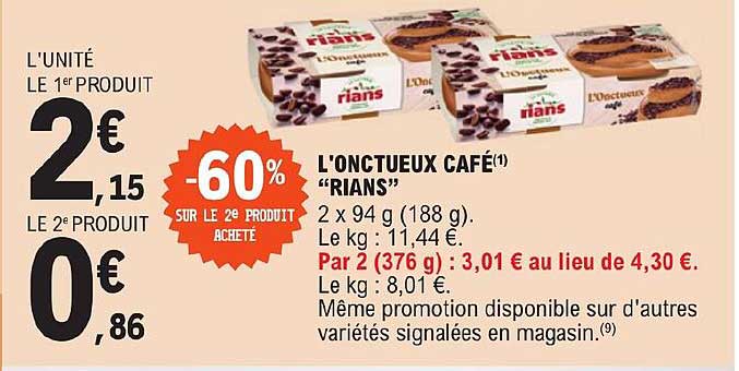 L'onctueux Café "rians"