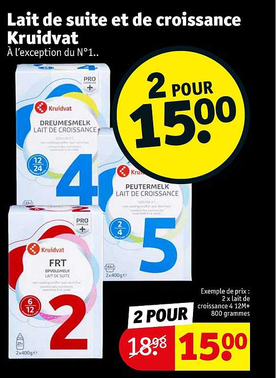 lait de suite et de croissance kruidvat