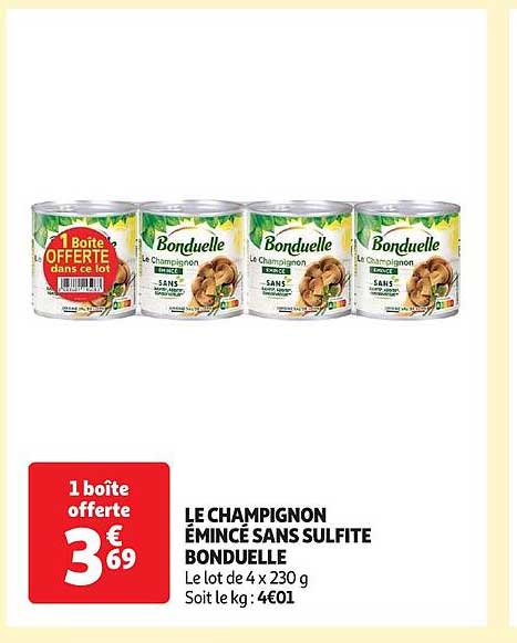 le champignon émincé sans sulfite bonduelle