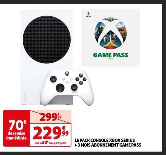 le pack console xbox serie s + 3 mois abonnement game pass