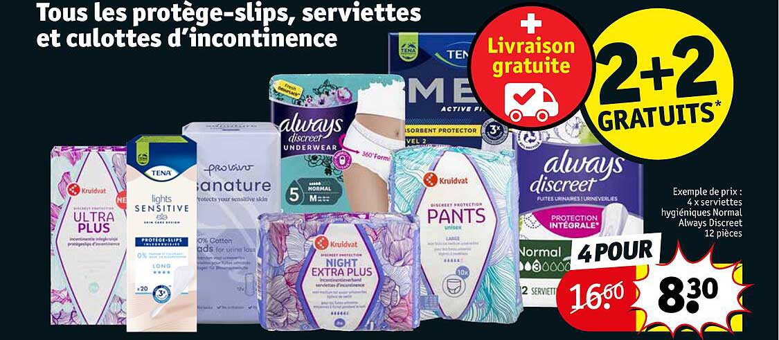 les protèges-slips, serviettes et culottes d'incontinence